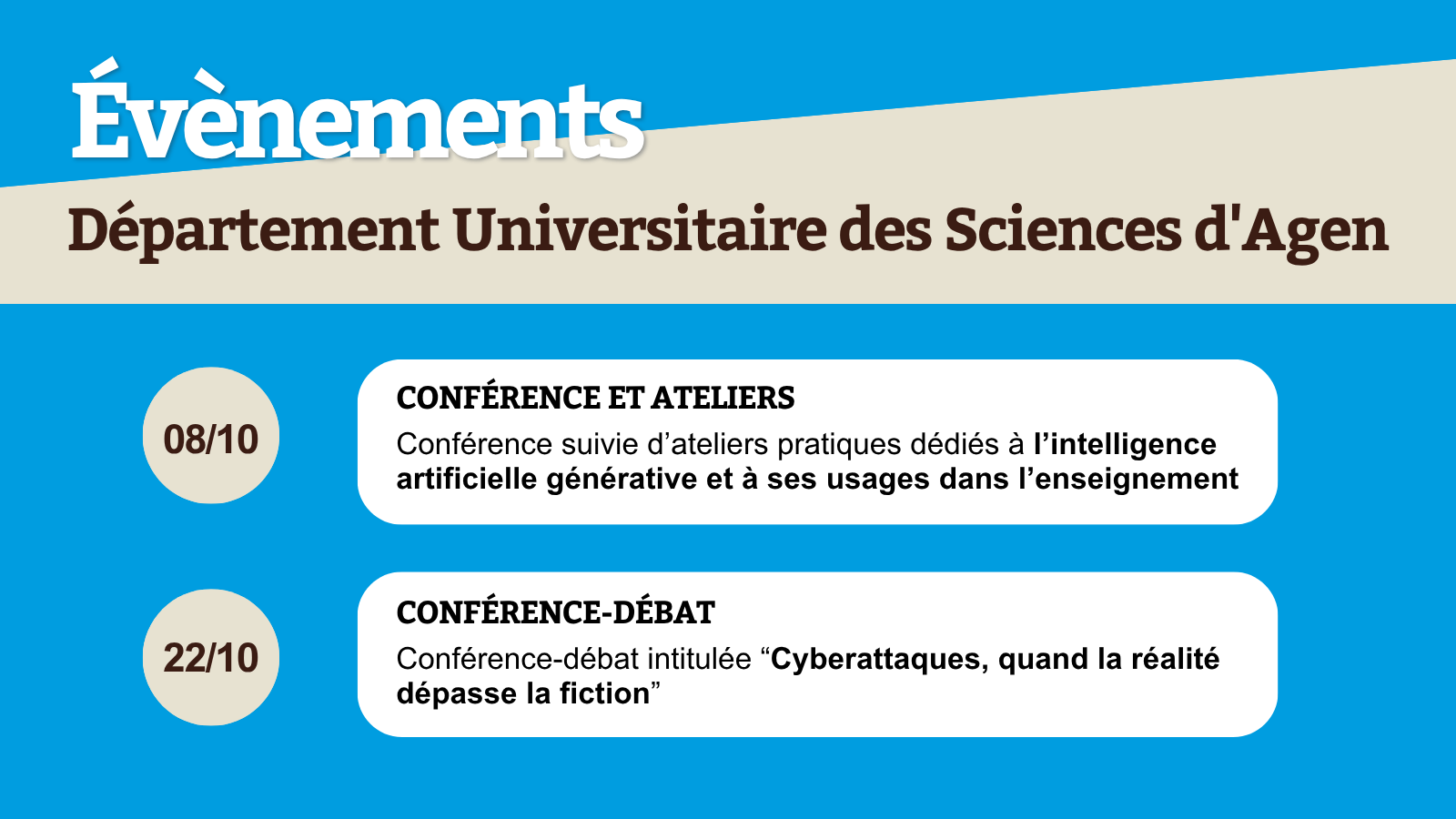 2 conférences évènements au DUSA :: Collège sciences et technologies